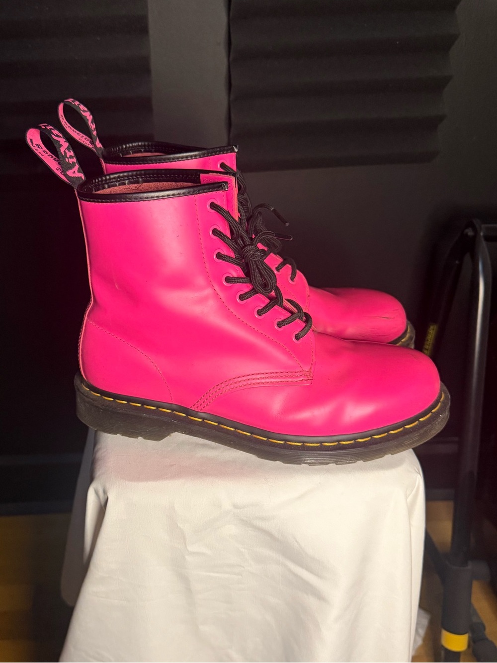 Dr. Martens Women's Hot Pink Lace-Up Combat Boots